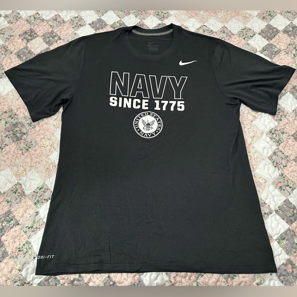 Nike Dri-Fit Men’s Black US Navy Athletic Workout Gym Short Sleeve Shirt
